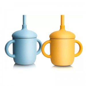 Nagykereskedelmi 100% Élelmiszer-fokozatú szilikon baba csészék, képzési csészék szalmával csecsemők számára
