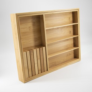 Természetes bambusz bővíthető evőeszközök kés fiók tároló készlet