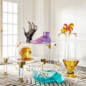 Luxus oldalsó asztal kefe sárgaréz konzol asztal Nordic kortárs sarokkabara asztal