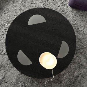 Olasz design rozsdamentes acél lábnagy luxus fekete üveg kerek kávé asztal modernnappali bútorok