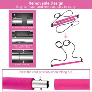 Pilates bárkészlet, hordozható jóga testmozgás Pilátpálca ellenállás szalaghurokkal, fitneszfelszereléssel