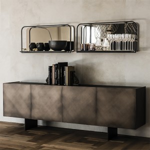 olasz designer retro arany fém credenza extra hosszú oldalsó szekrény luxus