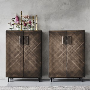 Olasz modern luxus retro arany fém tároló rozsdamentes acél szekrény oldalsó svédasztalos büfé