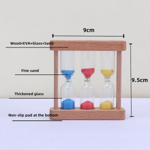 A gyár testreszabható 3 -ból az 1 homokóra fa üveg homok időzítője az európai kreatív fa fém forgó homokóra -időzítő számára