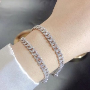 Tuochen ékszerek 18k/14k/10k arany kubai karkötő gyémántkal/moissanite kővel