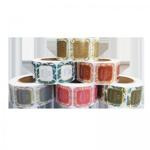 Színes bronzoló átlátszó önfagás egyedi forró ezüst L0G0 bevont papír tekercs címke matrica