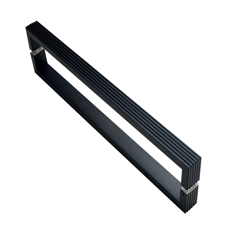 SS-021 Modern téglalap alakú, egyenes knurled galls ajtó húzás, 304 rozsdamentes acél bejárati ajtó matt fekete