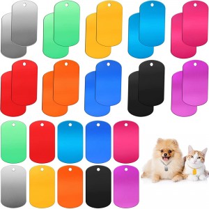 Bélyegzett üres kutya címkenyaklánc láncnyaklánc alumínium hip -hop katonai stílusú kedvtelésből tartott kutyanév száma címke ID fém személyiség medál ...