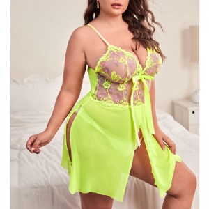 Virághímzés hímzés háló hasított comb cami hálóing szexi háló éjszakai ruha