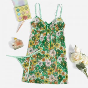 Tavaszi virágmintás CAMI TIE BOW első csúszás szexi kontrasztú tanga