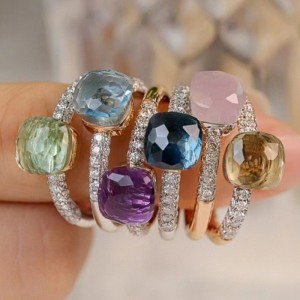 18K/14K/10k/9k arany természetes színű kőgyűrűvel