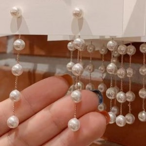 18K arany gyöngy fülbevaló lányoknak