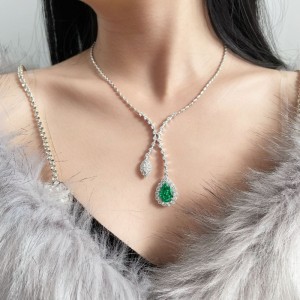 Új S925 ezüst 10 kt Pa Pa kék alakú sellőnyaklánc magas széntartalmú gyémánt lányoknak