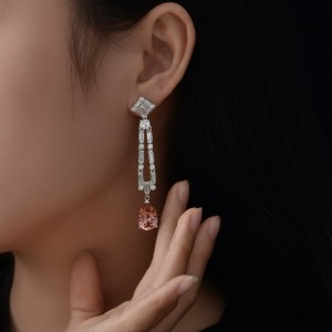 Salamon Powder 5 karát magas szén gyémánt vízcsepp 10*14 hosszú bojt fülbevalók