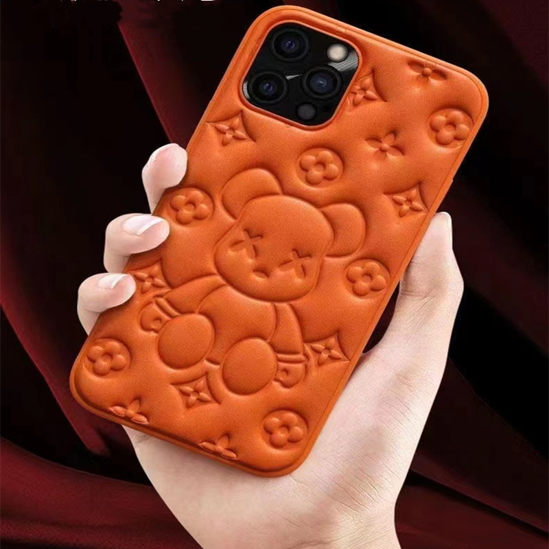 Új mobiltelefon -tok, Apple iPhone13Pro bőr medve 3D dombornyomás folyamat mobiltelefon védő bőr tok