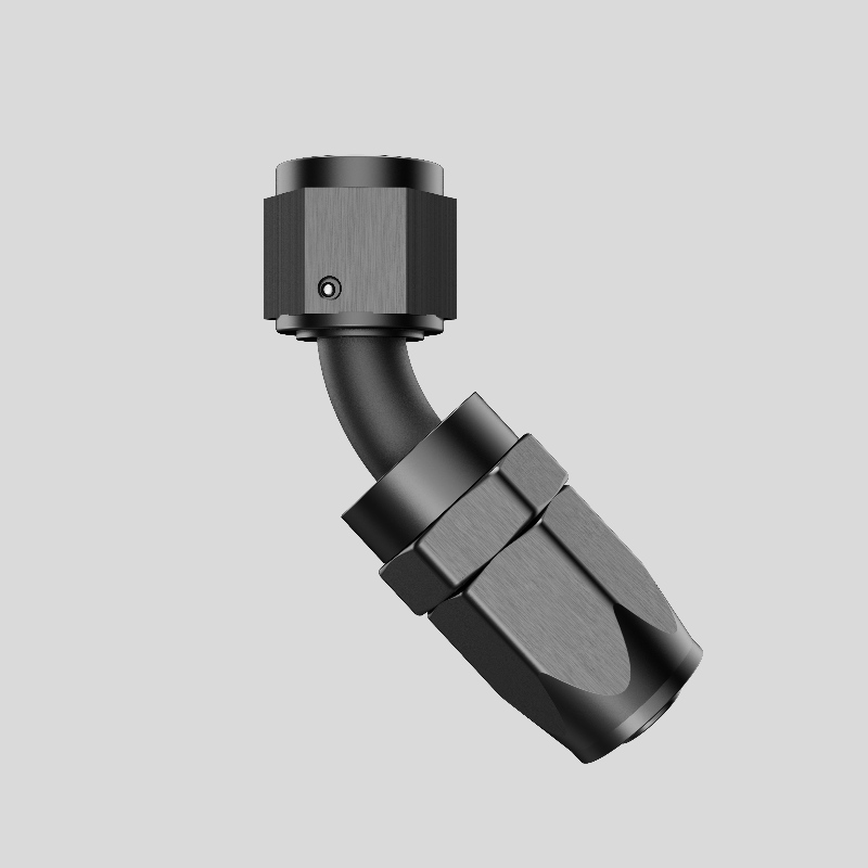 45 fokos alumínium egy darabból álló teljes áramlású forgó tömlő vég olaj üzemanyag -tömlő vége