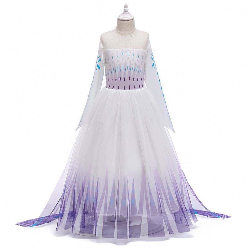 2020nagykereskedelmi ins Hó királynő Elsa ruha hercegnő lány Anna Long White ruha BX1693