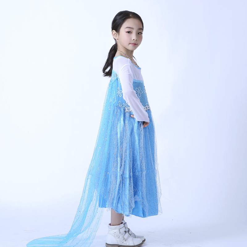 Elsa queen ruha lányok hosszú ujjú háló köpeny leszerelhető Elsa hercegnő ruha