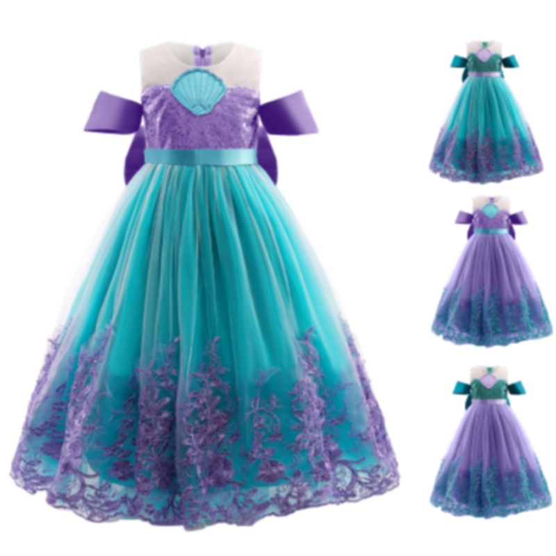 Sellő hercegnő lány ruha gyerekek Halloween cosplay jelmezek kislány lila ruha gyerekek születésnapi buli ruházat tutu ruha