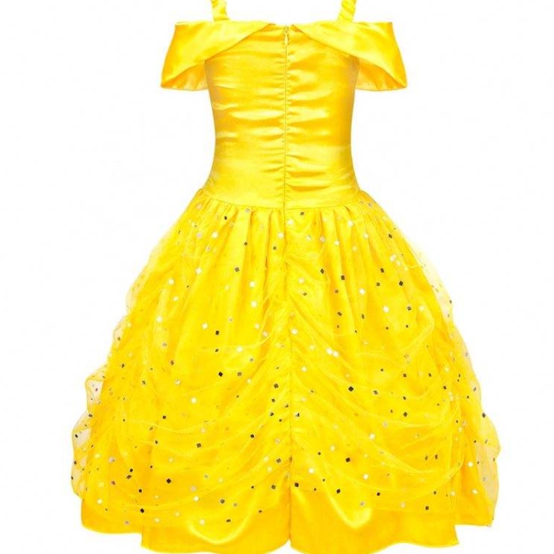Halloween gyermekek ruházat réteges vállak Sárga hercegnő Belle jelmez kislányok Halloween ruha HCBL-001