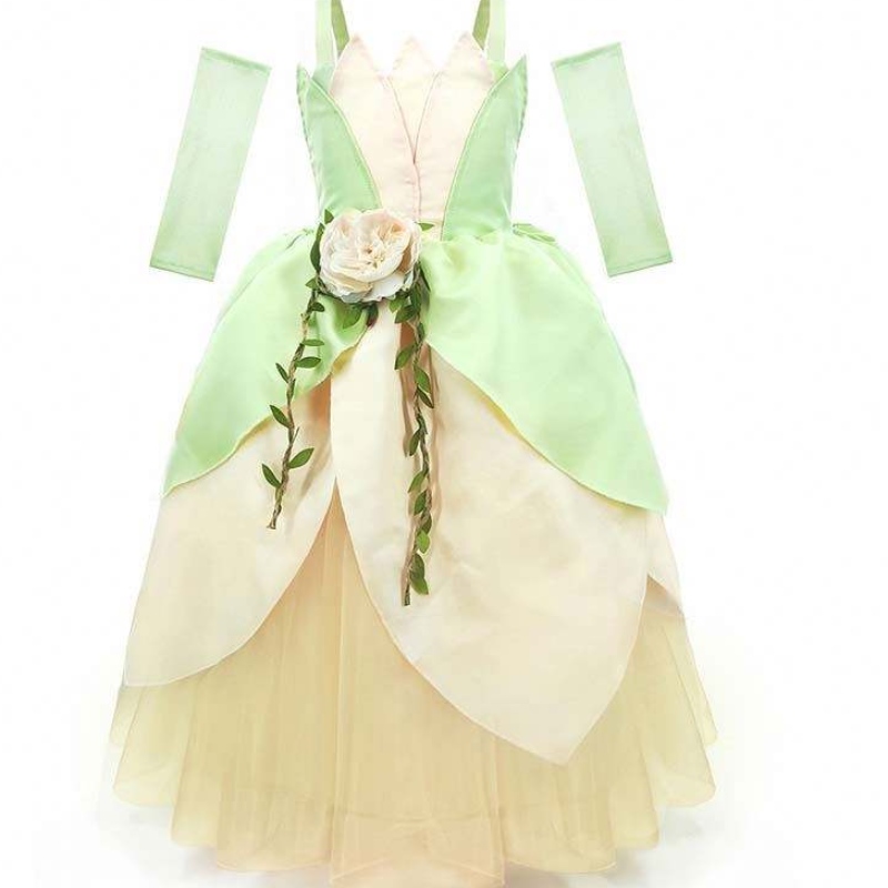 Gyermek születésnapi party Halloween divatos labda ruha öltözködjön a béka lányok hercegnő tiana jelmez HCTB-006