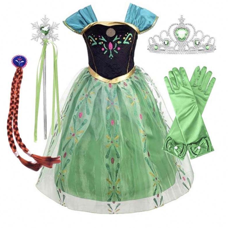 ICE hercegnő koronázási zöld jelmez kisgyermek kislányok Anna Green Princess ruha HCGD-007