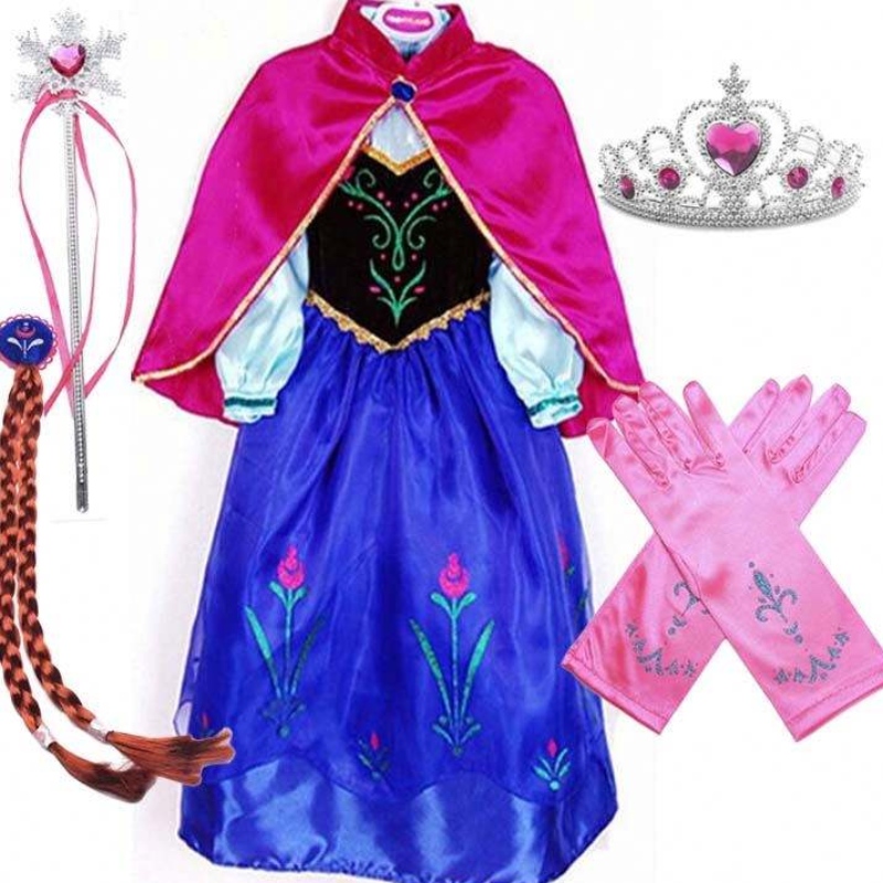 2022 Legjobb értékesítési cikk Anna Snow Queen Print születésnapi hercegnő ruha hercegnő ruhák Elsa cosplay hcgd-004