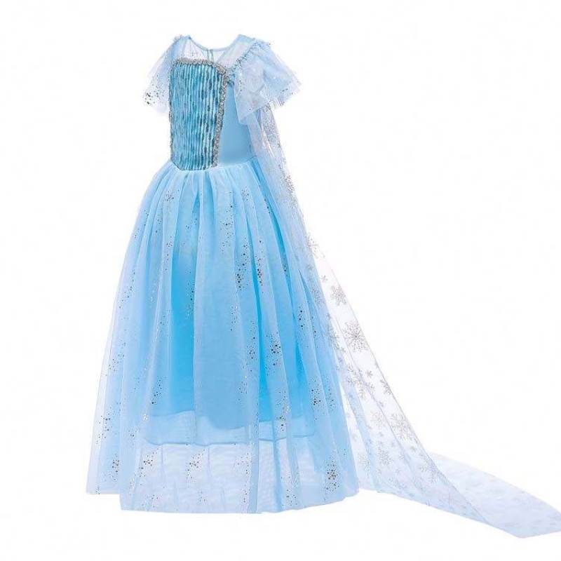 Kiváló minőségű Kis Lányok Halloween Party Kék Elsa Hercegnő Ruha HCGD-018