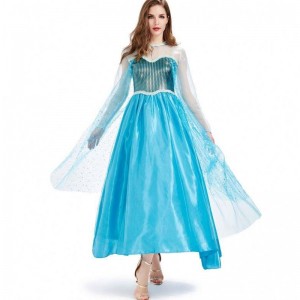 Novedades 2022 Halloween Cosplay Fancy Party Up Blue Long Elsa jelmez felnőtt HCGD-054