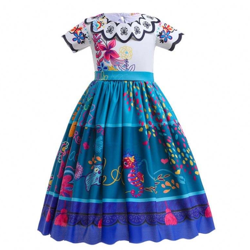 Új érkezési gyerekek gyönyörű karneváli Halloween hercegnő ruha Encanto mirabel Isabella ruha