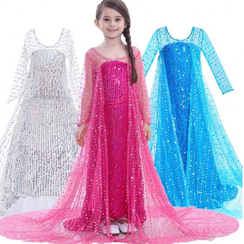 Elsa ruha gyerekek lányok jelmezes hó királynő 2 Elsa kék rózsaszínű, hosszú ujjú ruha tv&film jelmezek lányoknak