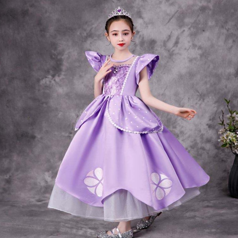 Baige Purple Sofia Rapunzel Elsa Anna Belle Princess ruha TV -film jelmezek Sofiya hercegnő lányhoz