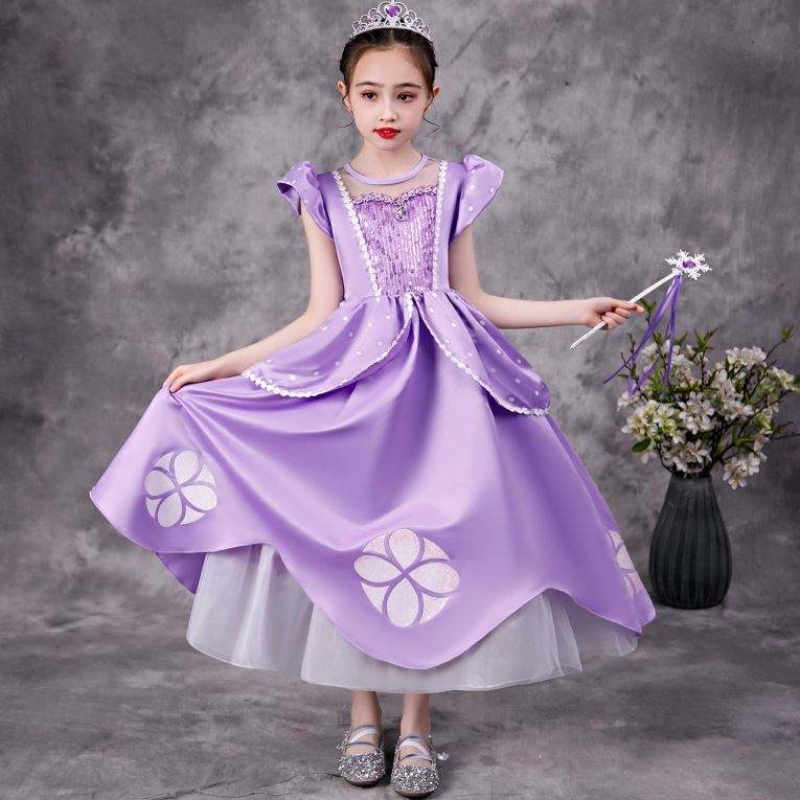 Baige Purple Sofia Rapunzel Elsa Anna Belle Princess ruha TV -film jelmezek Sofiya hercegnő lányhoz