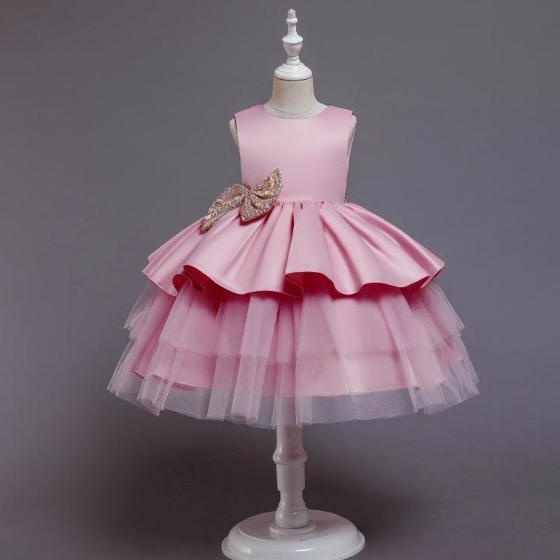 Nyári flitternagy íj kislány ruha 1. születésnapi parti esküvői ruha lány hercegnő estélyi ruhák gyerekszövet