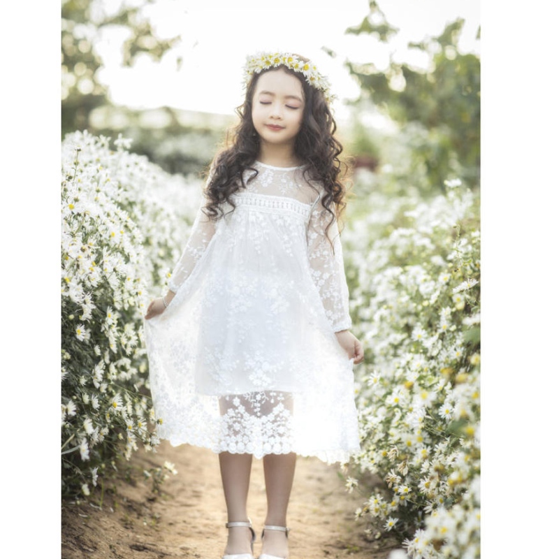 Fehér ruhák gyerekeknek gyerekeknek esküvői koszorúslány csipke ruha estélyi ruha 3 6 14 év viráglányok számára