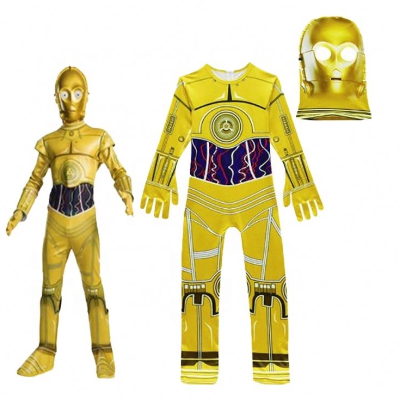 Nagykereskedelmi film&film ruhák öltöny a Halloween születésnapi parti csillagok csillagok Cosplay Wars jumpsuit C-3PO robot jelmez maszkkal