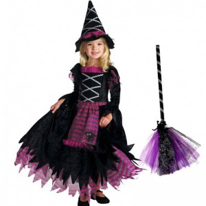 Új termékötletek 2022 Halloween Deluxe Party Fairytale Witch jelmez lányoknak boszorkány kalapú HCVM-007