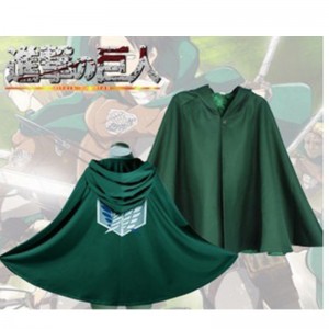Cosplay jelmez japán anime kapucnis cosplay cosplay zöld Cape Mens ruha támadás ti-tan