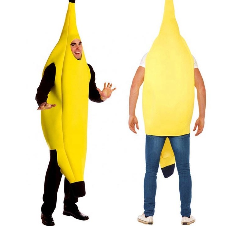 Cosplay alkotások vonzó banán jelmez felnőtt deluxe szett Halloween öltözködési partihoz és szerepjáték unisex banán jelmezhez