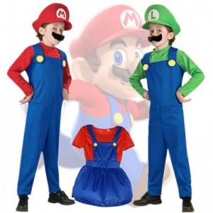 Gyerek szuper mari bros cosplay jumpsuit öltöny fiú lány halloween anime fantasy romper luigi testvérek ruha kalap jelmez