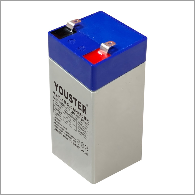 Youster újratölthető kis lezárt ólomsav akkumulátor 4V 5AH 20HR sürgősségi fényhez/riasztórendszer