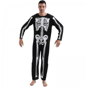 2022 Amazon felnőtt felnőtt jumpsuit Halloween Party jelmez -jumpsuit csontváz csontnyomtatás férfiak számára