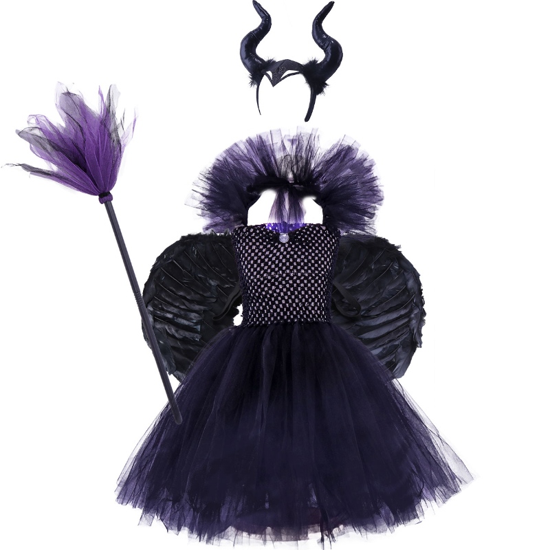 V-nyakú wrap mellkas fekete varázsló ruha Halloween boszorkány jelmez lányoknak