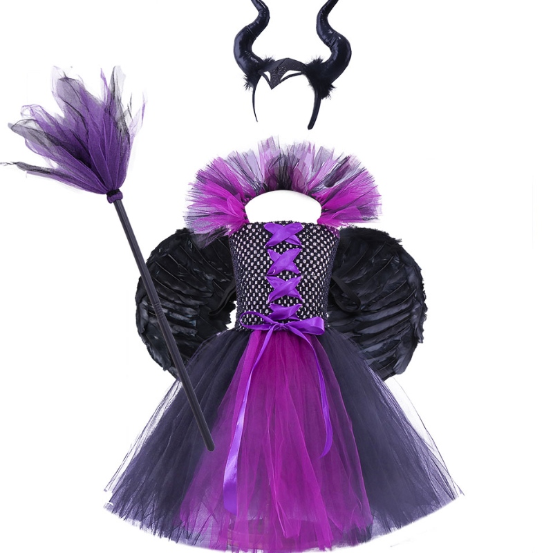 Amazon forró eladási gyerekek Halloween ruha lányok tutu ruha boszorkány ruha fejpánt