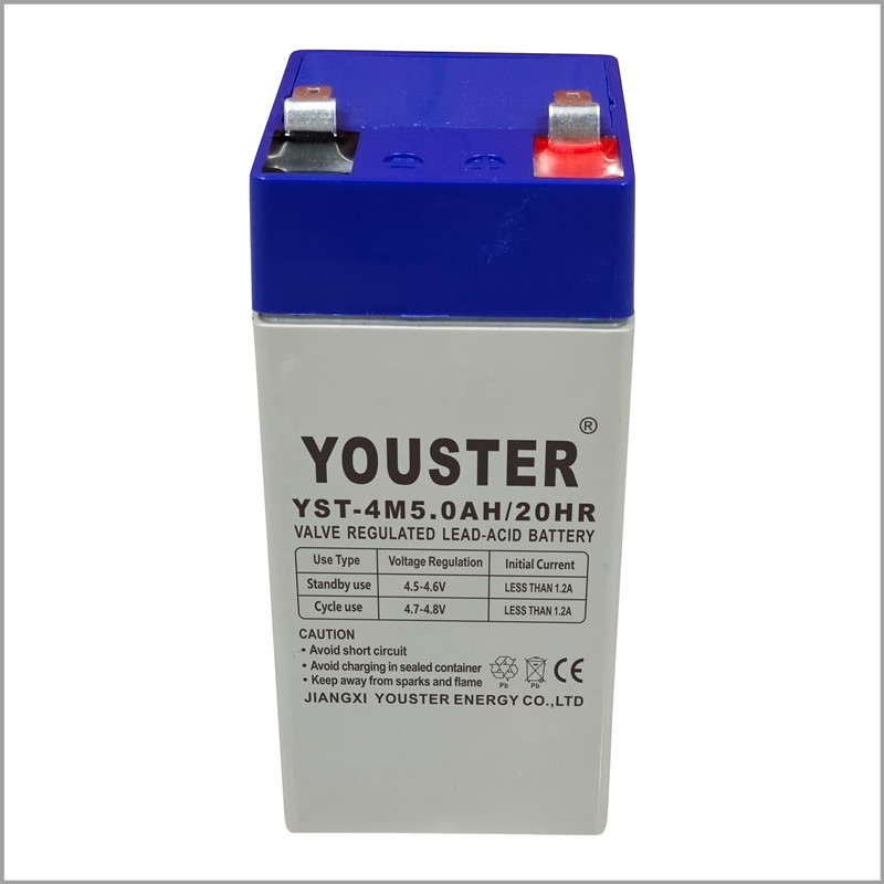 Youster újratölthető kis lezárt ólomsav akkumulátor 4V 5AH 20HR sürgősségi fényhez/riasztórendszer