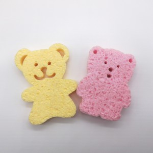 Kis medve alakú tisztító szivacs Mágikus fürdőszivacs Cellulóz szivacs biológiailag lebomló