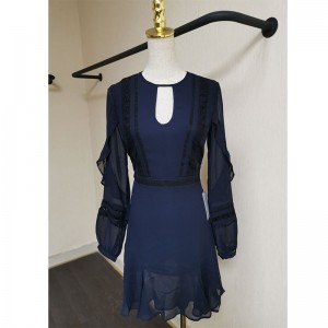 Divat nagykereskedelmi francia gyengéd virágos szegély hölgyek ruha női ruha elegáns egyedi sifon alkalmi ruhák nők