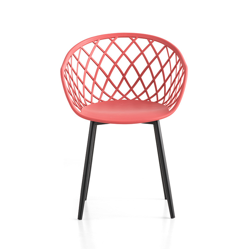 Modern kültéri bútorok PP műanyag fém keret chaises Plastique karosszék vörös kerti székek