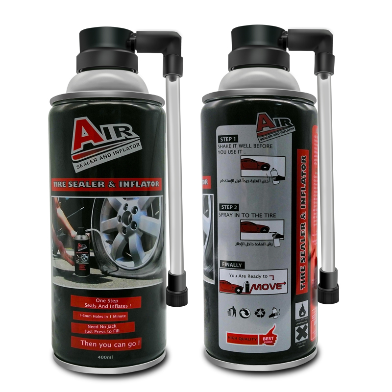 Autógépkocsi -gondozási termékek hordozható gumiabroncs -tömítőfújó spray