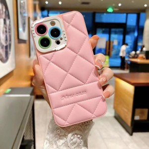 Alkalmas iPhone13Promax kis illatos légpárna 14 báránybőr kockás folt bőr telefon tok 12 védőtok